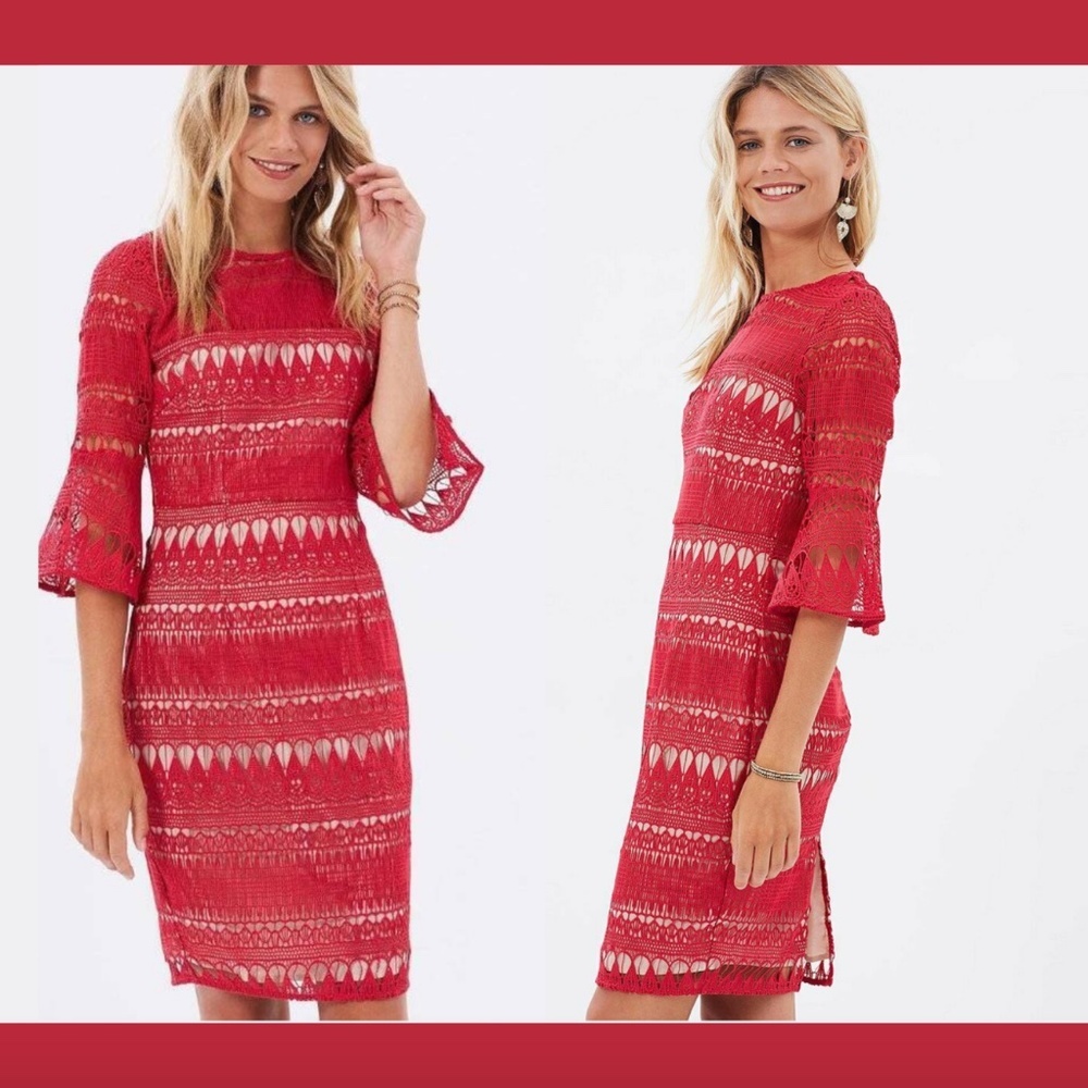 NEW $219 Cooper ST‎ Decadent Lace Dress Red/Nude [ SZ US 6 ]